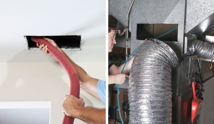 collage of residental and commercial duct cleaning