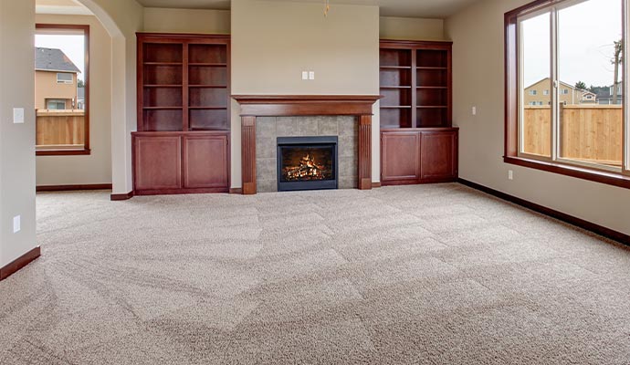 A clean carpet on floor in a room