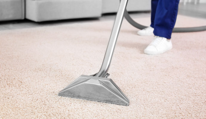 Professional carpet cleaning with equipment