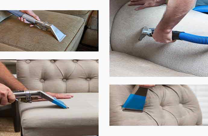  collage of various sofa cleaning 
