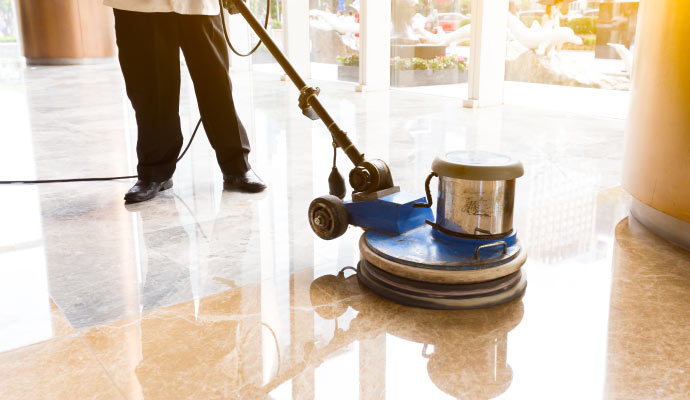 commercial floor cleaning using a cleaning machine