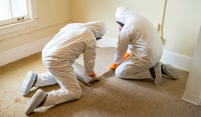 professional team cleaning biohazard