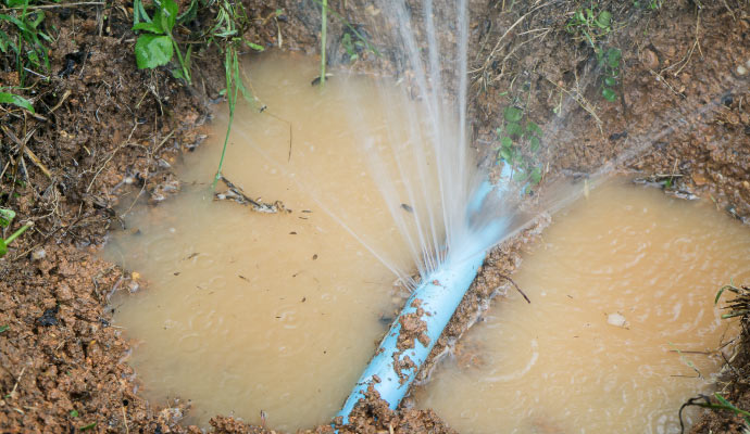 Close-up view of broken water pipe