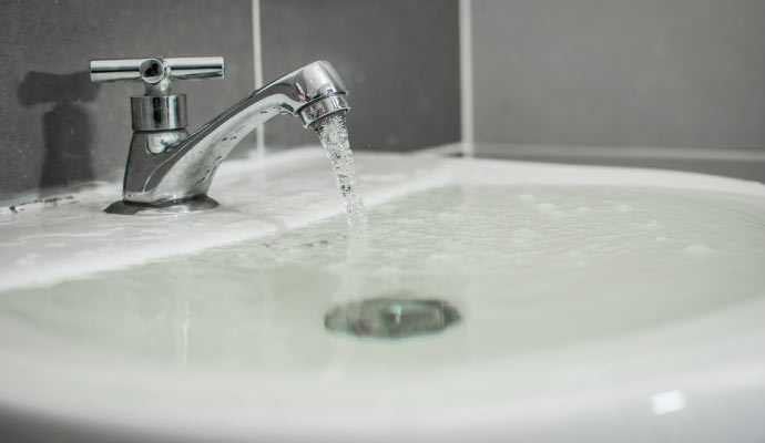 Close-up view of overflowed sink